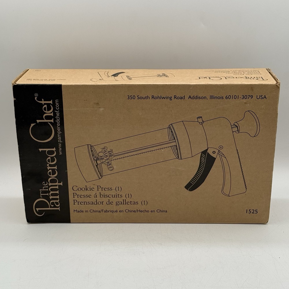 Retired Pampered Chef Cookie Press W/16 Disc Patterns Complete‎ Model 1525 EUC